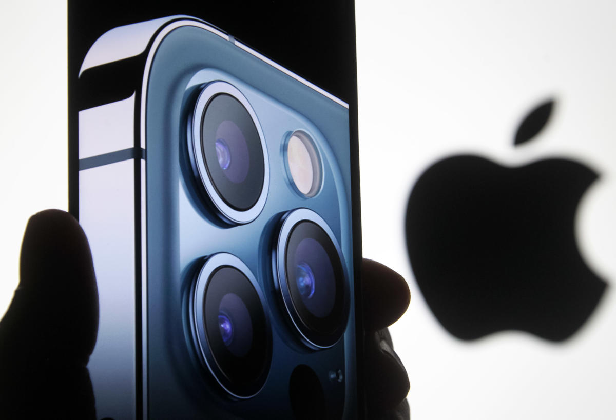 In this photo illustration a screenshot from Apple’s launch
