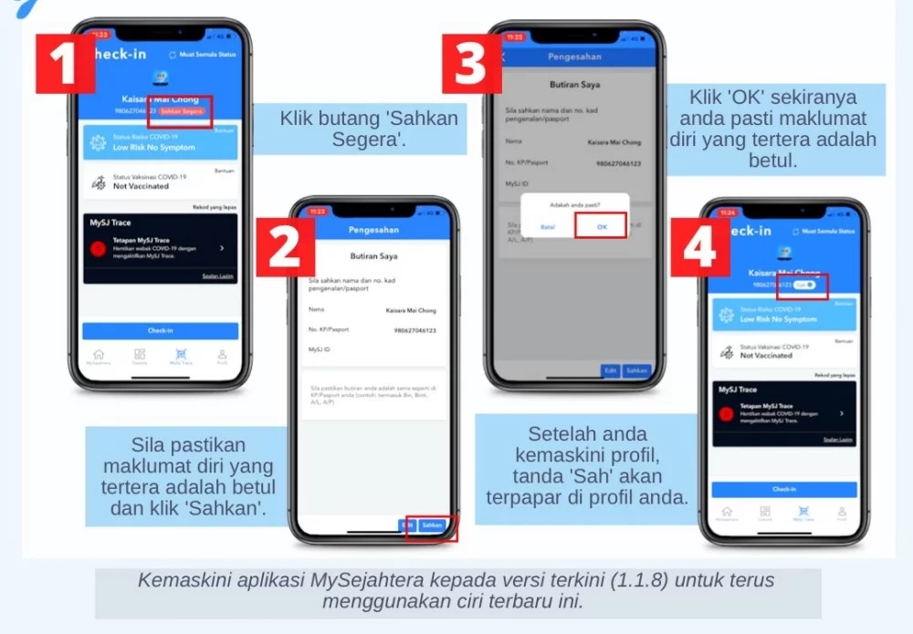 cara sahkan akaun MySejahtera