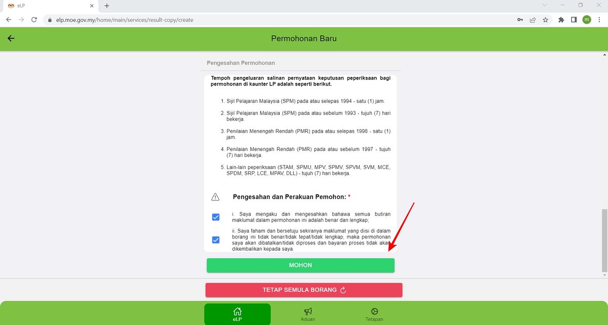 memohon slip spm