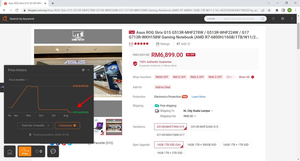 cara semak harga sebenar
